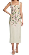ANTONIO MELANI HALO SHEATH DRESS EMBROIDERED FLORAL APPLIQUE IVORY MLT SIZE 0 US