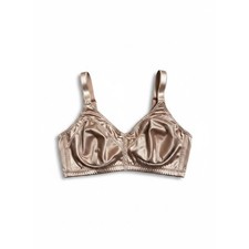 Bali 3820 Double Support Wirefree Satin Bra Taupe Champagne 36DD Full Coverage