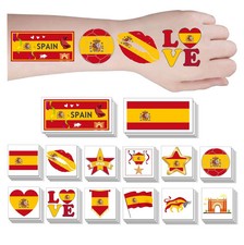 56Pcs Spanish flag Temporary Tattoos Waterproof for World Cup Adults Kids,Spain