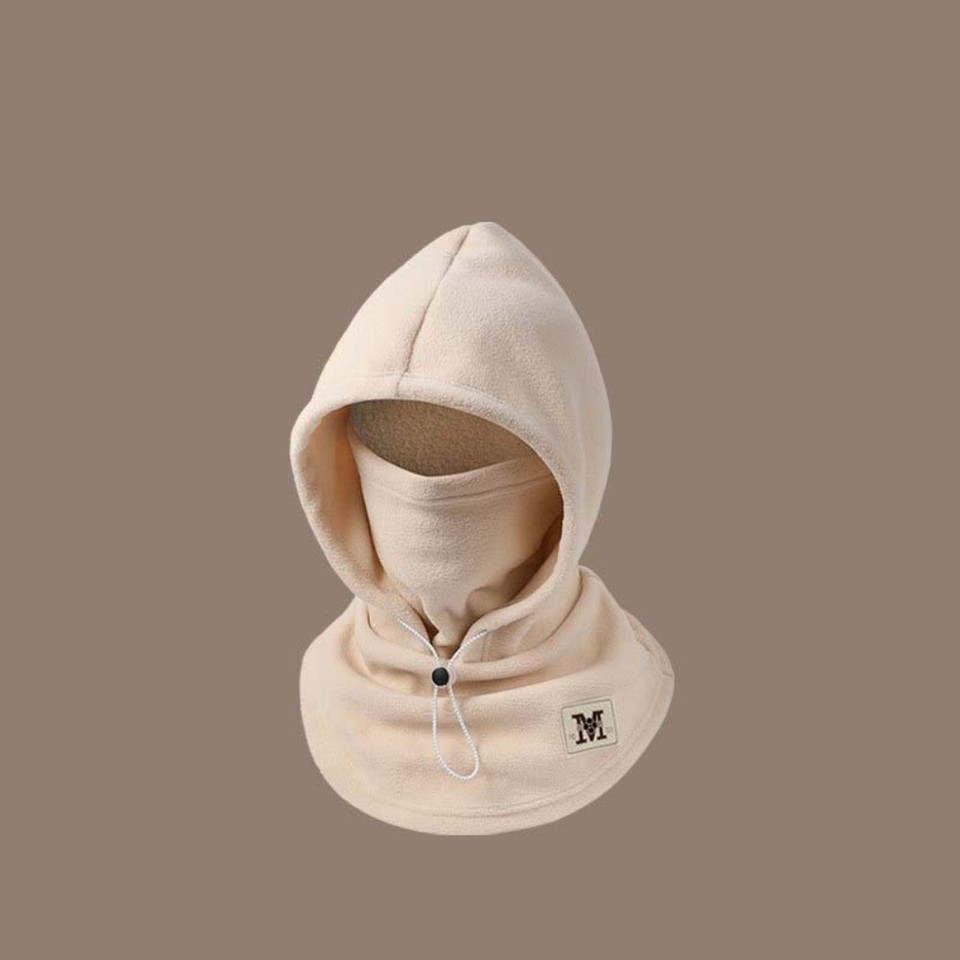Anti-cold Ear Protection Hooded Neck Cap Solid Color Fleece Balaclava ...