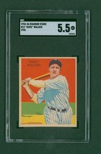 1936 Diamond Stars Baseball Card - #12 Dixie Walker Blue Back, SGC 5.5