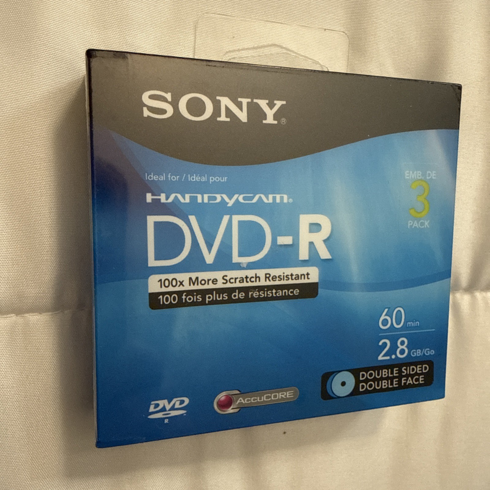 NEW 3 Pack Sony Handycam DVD-R 2.8 GB Double Sided 60 Min NI