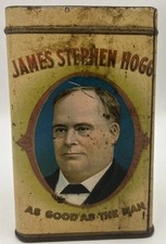 James S. Hogg Cigar Tin Texas Governor Tobacco No Lid