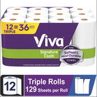 Viva Signature Cloth Paper Towels, 12 Triple Rolls, 129 Sheets per Roll