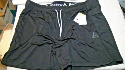 REEBOK Big Mens Classic Polyester 6'' Inseam  Runners Shorts Black Size 3XL