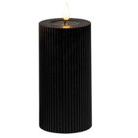 LED Kerze Streifen H. 15Cm D. 7,5Cm Schwarz Mit Timer Formano