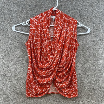 Chaus New York Women's Blouse Size Medium Red White Sleeveless Pullover
