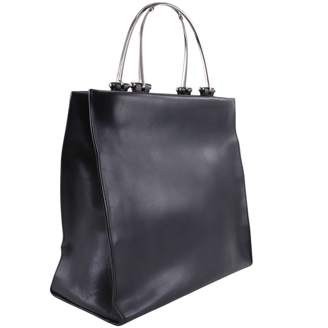 Gucci Calf Leather Black Tote Bag Women's Handbag Used, 27cm thumbnail 3