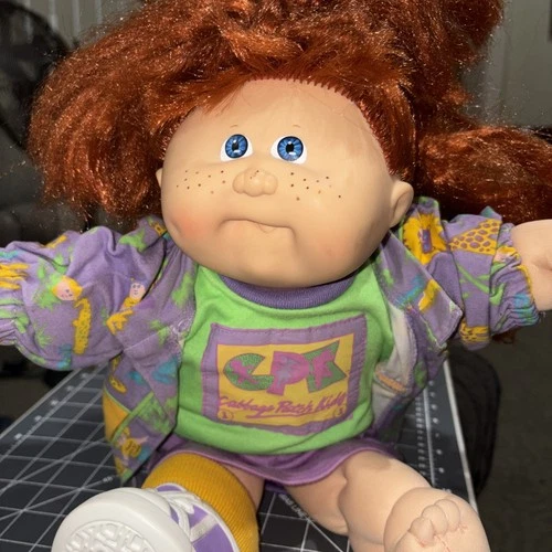 Cabbage Patch Kid Doll Blue Eyes OrangeHair 1989 Retro Outfit
