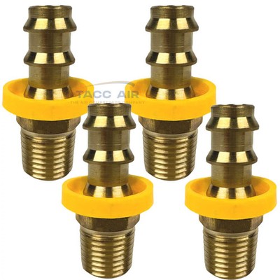 4 Pack Easy Lock Brass Hose Barb Fitting Connector 3/8'' Push-Lock x 1/4'' MNPT