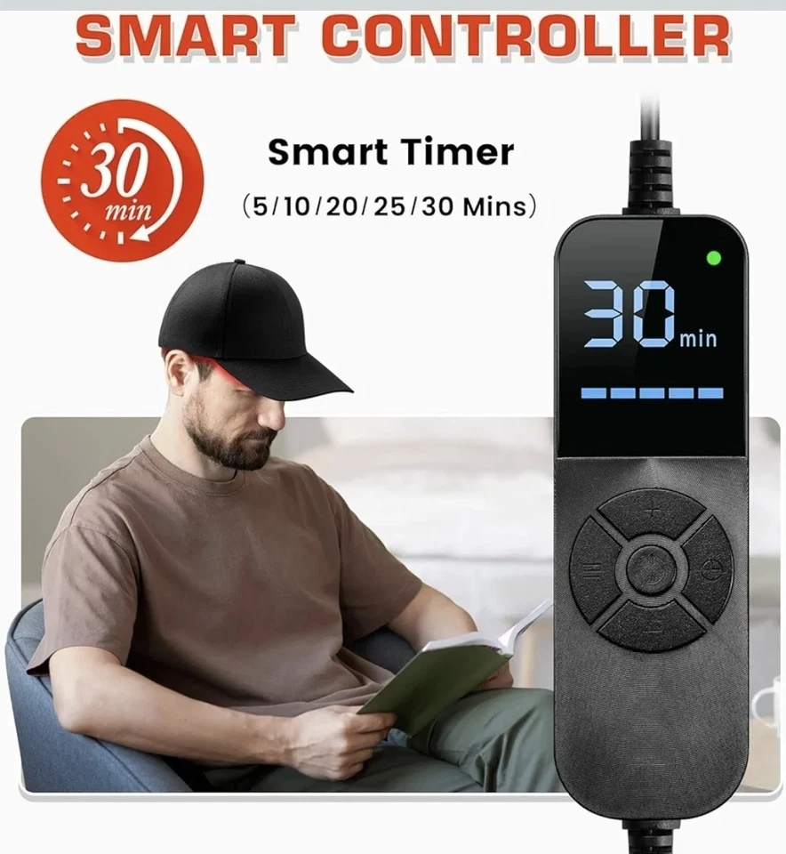 Laser Hair Growth Cap，Red Light theray for Hair, Deep Black Cap - Image 3 of 4