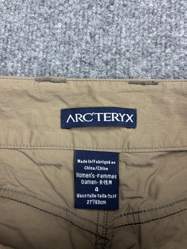 Pantalones Cortos Arc'teryx Para Mujer 4 Caqui Tostado Senderismo Carga Nylon Spandex Bolsillos de Secado Rápido Foto 2 de 4