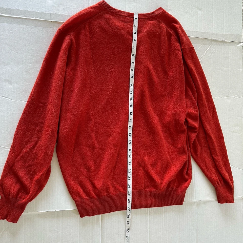 Jos A Bank Mens Large 100% Cashmere Sweater  V-Neck Knit Pullover Soft Red - Image 3 of 4