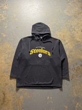 Pittsburgh Steelers NFL Black Distressed Hoodie Sweatshirt-Size XL