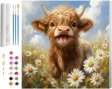 Paint by Numbers Kit for Adults Beginner, DIY Cut Cow Paint by Numbers Kit on Ca