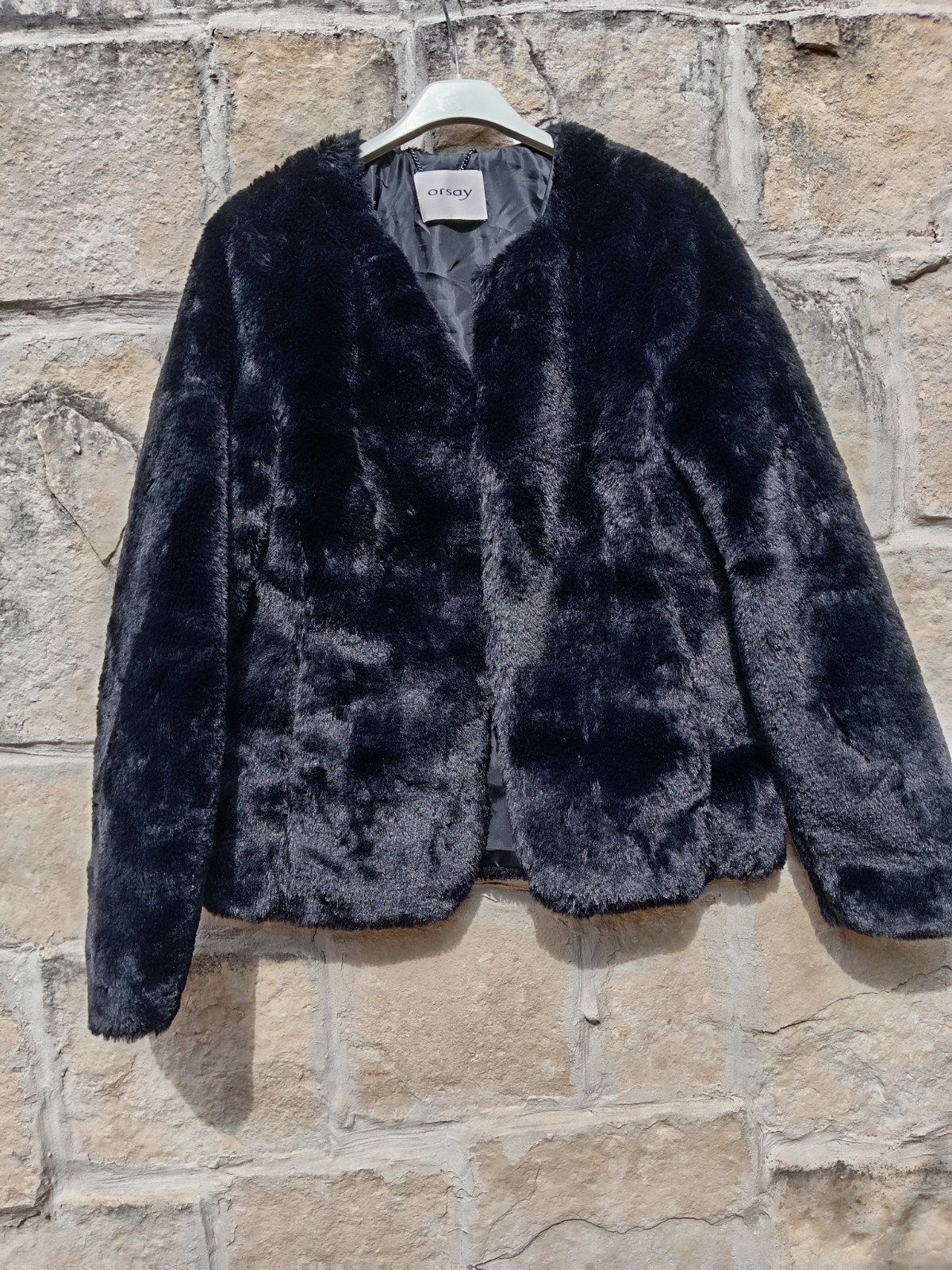 Giacca pelliccia web nera boho pelliccia elegante ecopelliccia taglia S/M