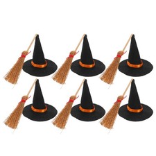 12 Pcs Hats And Brooms Doll House Halloween Scene Layout Decoration