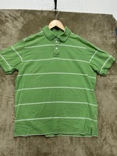 Eddie Bauer Polo Shirt Mens Size L Green Striped Short Sleeve Cotton