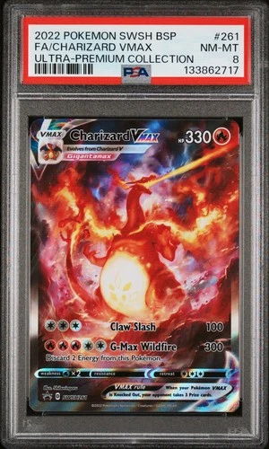 2022 POKEMON SWSH BLACK STAR PROMO #261 FULL ART/CHARIZARD VMAX PSA 8