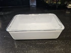 Mckee #17 refrigerator dish Milk Glass Clear Lid #19 Vintage