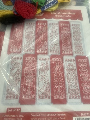 Herrschners Happy Holly-Days Cross Stitch Kit 30 Ornaments Christmas Bookmarks - Picture 3 of 6