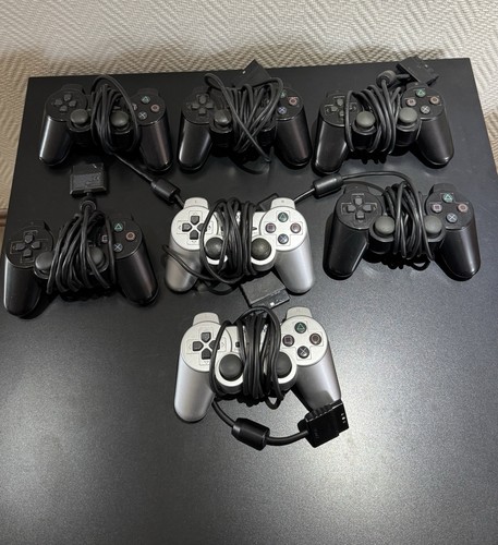 7x Sony PlayStation 2 Controller PS2 Original Schwarz Silber Defekt Ersatzteile