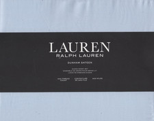 Ralph Lauren Queen Sheet Set Dunham Sateen Azure Blue 4pc Farmhouse Chic 300TC