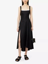 REFORMATION £298 Bekki 100% Linen Black Midi Dress UK 16 US 12 NEW Sold Out RARE