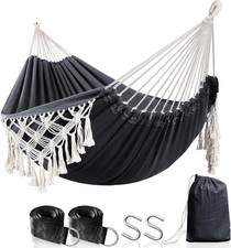 Cotton Hammock - Comfortable  Elegant Deluxe Hammock with Tassels - Supports up