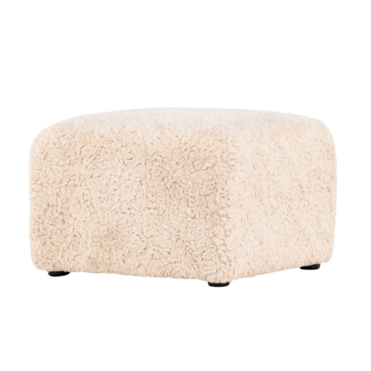 Pouf effet fourrure haut de gamme Frankie en tissu doux beige 50cm