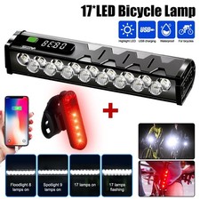 Bicycle Bike LED Head  Tail Light Set USB Rechargeable MTB Front Lamp 10000mAh
