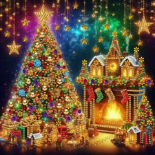 Christmas Cottage Diamond Art Kits for Adults,Special Shape Diamond Painting Kit