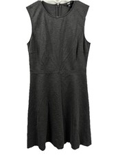 UNIQLO XS Fit And Flare Dress Grey Sleeveless Knee-Length Rayon Blend zip