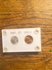 US MINT . 1955 San Francisco. Roosevelt dime.and penny from mint set rare