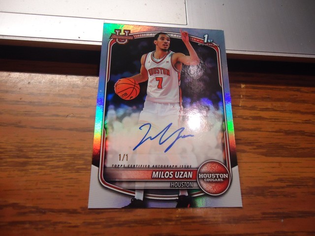 2025-26 Bowman Basketball Milos Uzan 1st Bowman Chrome Refractor #D1/1 Autograph