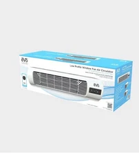 EVO Low Profile Oscillating Window Fan Air Circulator 4-Speed Airflow, White