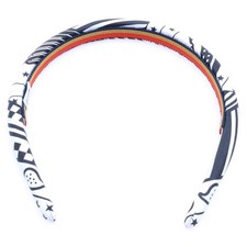 HERMES Katyusha Gina Zig Zag Hair Band White X Black Silk Used 61c4a970d2aa18ec3