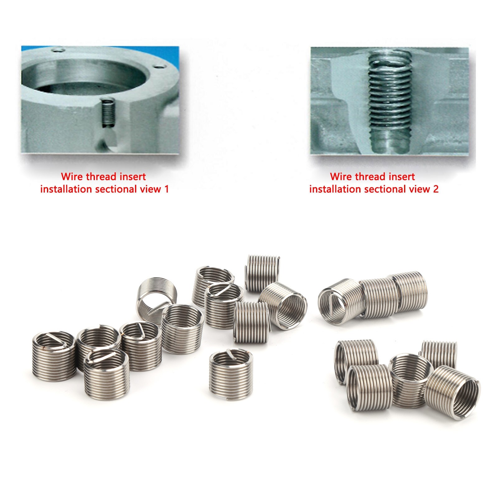 20Pcs Wire Thread Insert Stainless Steel Screw Bushing Repair Socket Kit