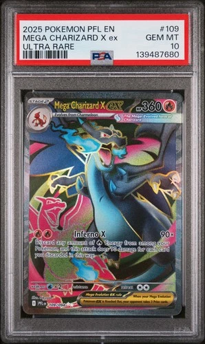 2025 POKEMON PFL EN-PHANTASMAL FLAMES ULTRA RARE #109 MEGA CHARIZARD X EX PSA 10