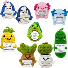 Shark Axolotl Cactus Crocheted Emotional Plush Support Animals Positive Crochet