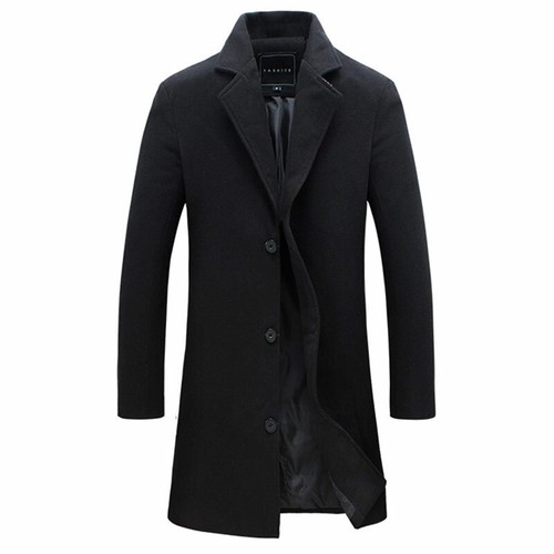 Cappotto Lungo Uomo Doppio Petto Petto Lungo Outwear Inverno Calda Lana Trench, - Foto 14 di 22