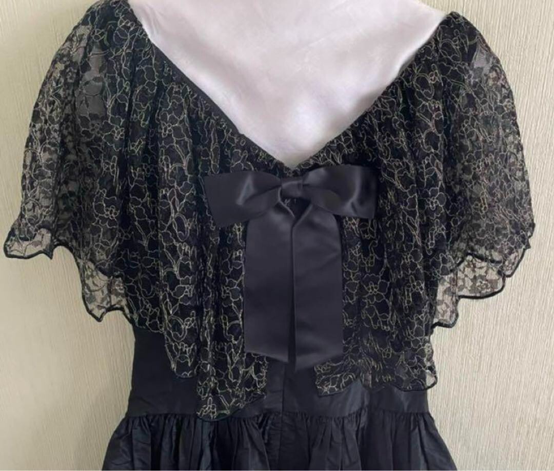 Christian Diorクリスチャンディオールブラック　リボンドレス Christian Dior PRET-A-PORTER Dress Lace Ribbon Women Size 7