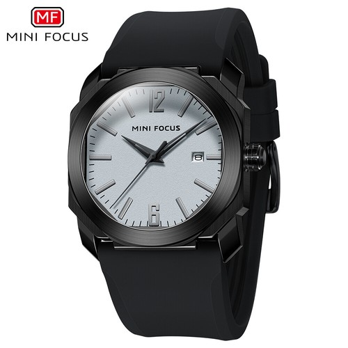 MINI FOCUS Men's Simple Style Calendar Silicone Japanese Movement Quartz Watch - Picture 10 of 28
