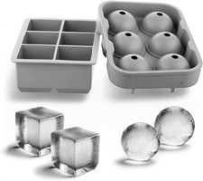 Set of 2 Ice Cube Molds with Lids - 2 inch Ro...
