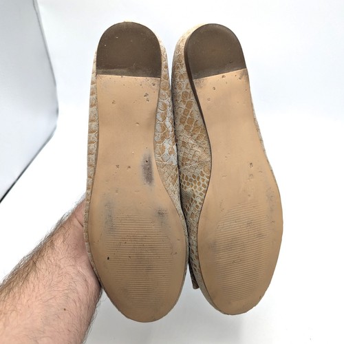Via Neroli Leather Snake Skin Ballet Flats Womens Size 10 (40) Cream Beige Gold - 第 6/7 張圖片