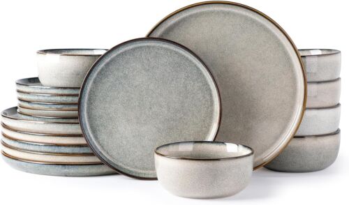 Scratch-Resistant Stoneware Plates and Bowls Set - Dishwasher & Microwave Safe - Picture 3 of 9
