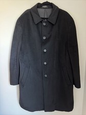John W. Nordstrom Loro Piana Wool Mens Over Coat Jacket Size 46R Black Wool