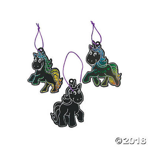 12 x Unicorn Scratch Art Ornaments Party Favours Loot Bag Student Rewards - Picture 3 of 4