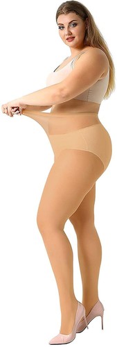 4 Pairs Plus Size Pantyhose for Women 20 Denier Sheer StockingNatural3X-Large - Picture 3 of 8