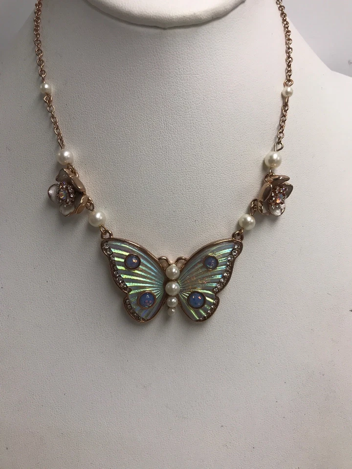 $52 Betsey Johnson Oro Rosa FLUTTERBYE MARIPOSA COLGANTE K1Ce Foto 2 de 4